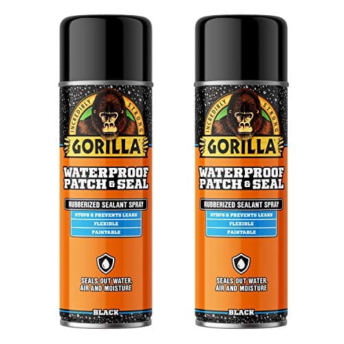 Gorilla Waterproof Patch & Seal Rubberized Sealant Spray, Black, 16 Ounce (Pack of 2) - Seals Out Water, Air, and Moisture