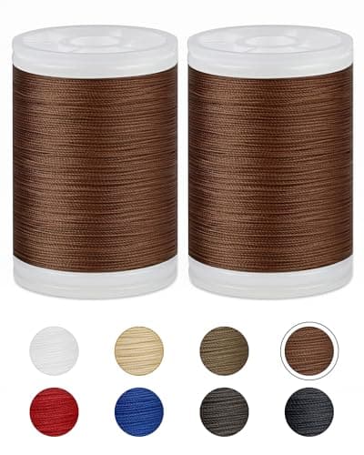 330 Yards FIVEIZERO Extra Strong Upholstery ThreadBrown Bonded Nylon Thread for Denim LeatherCraftMachineDIY and Home 2 Pack CJ