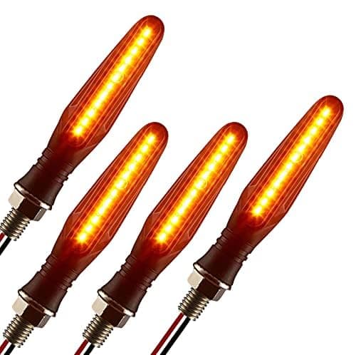 VTRUST Original Waterproof SMD KTM Style Indicators, 9 LED High Bright, Universal for All Bikes Models, Turn Signal Lights, Motorcycle, Amber, Pack of 4