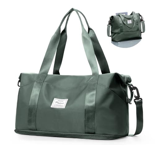 Travel Duffel Bag,Sports Tote Gym For Spirit Airlines Personal Item Bag 18x14x8 Foldable,Carry on Shoulder Expandable Weekender Overnight for Women,Green