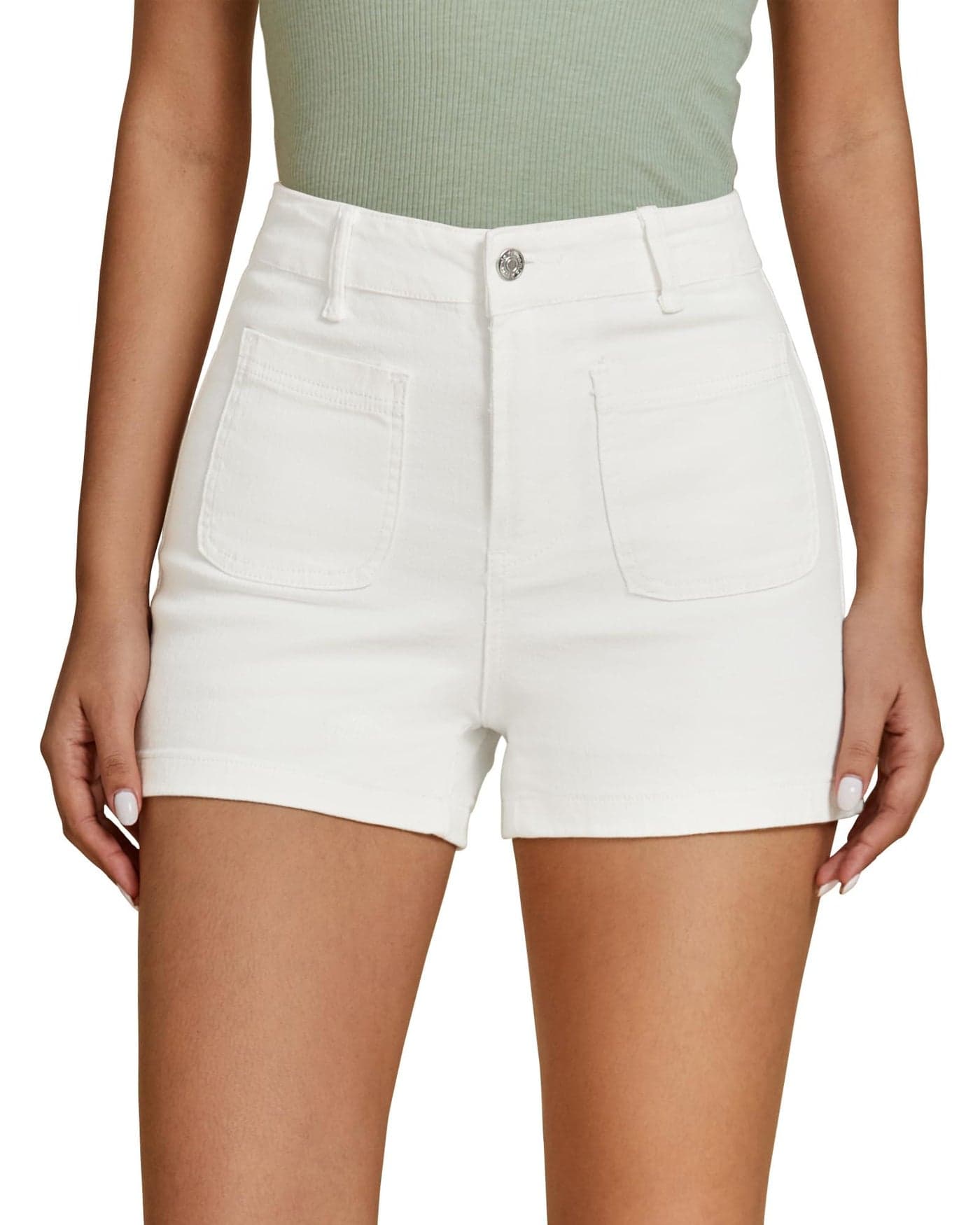 Shasmi Girl's & Women's Off White Casual Summer Denim 2025 Fashion Shorts Mid Waisted Ripped Jean Shorts with Pockets, Vintage Wash, Straight Cut, (Short 238 Off White-L)