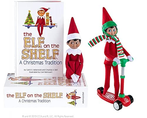 Elf On The Shelf Box Set with Scout Elf Boy Brown Eyed and StandNScoot Elves at Play Accessory MultiItem Bundle