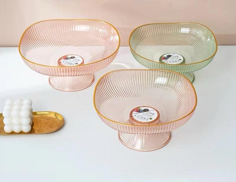 SAJANI Elegant Fruit and Vegetable Storage Bowls, Large Transparent Fruit Serving Plate, Decorative Fruit Bowl for Vegetables, Snacks, Fruits & Candy (Multicolor) (Pack of 1) (Square Fruit Bowl)