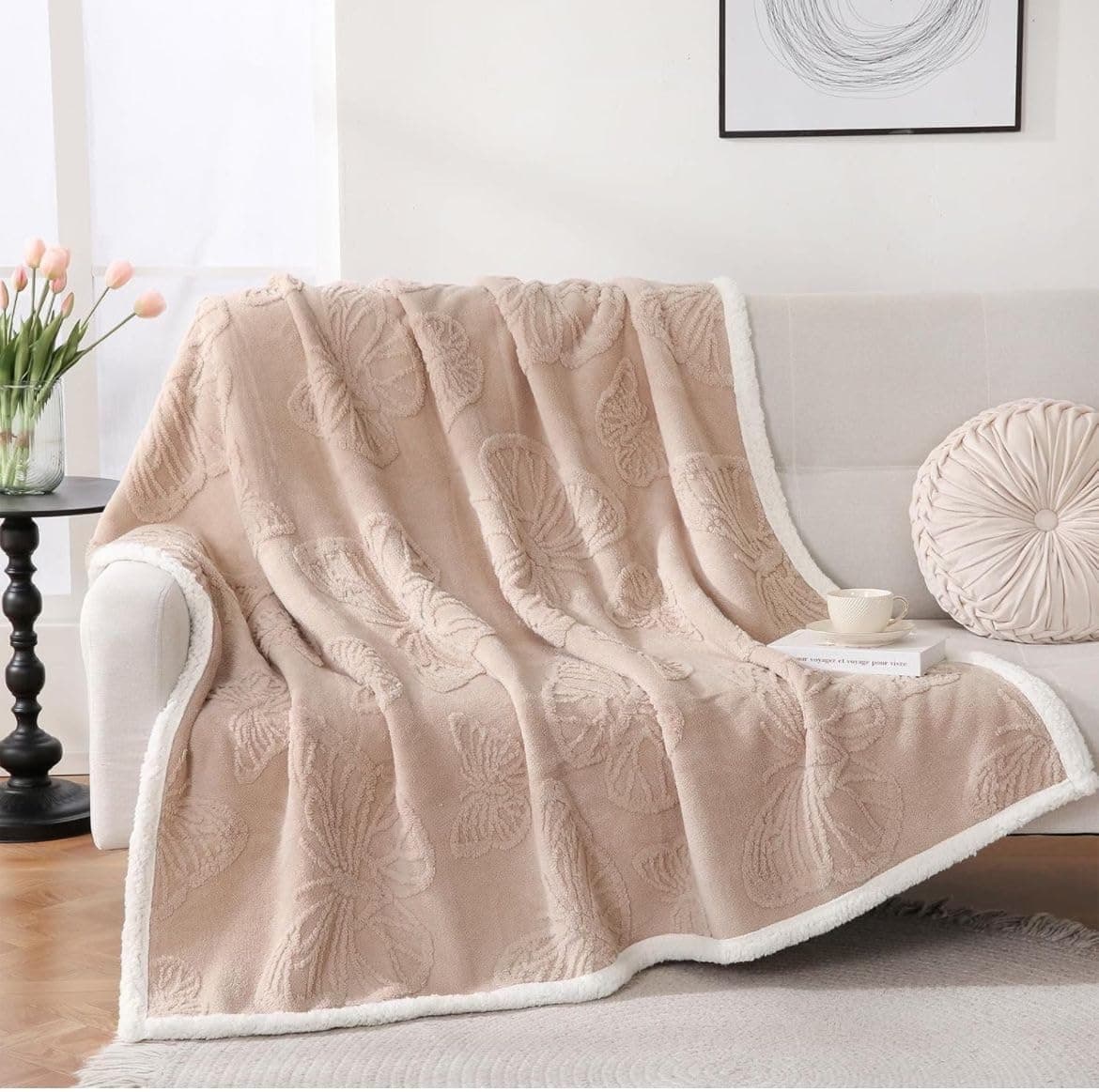 Butterthief Cozy Super Soft Warm Double Layered Kids Sherpa Blanket All Season Baby Blanket for Winter Toddlers Boys & Girls 1-6 Years (Size -100 x 150cm) (Butterfly Cream)