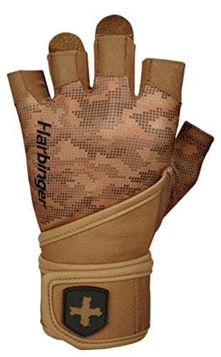 Harbinger Pro Wristwrap Gloves 2.0 for Weightlifting, Training, Fitness, and Gym Workouts with Wrist Support - Men's Tan Camo X-Large
