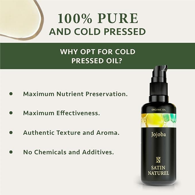 Satin Naturel ORGANIC Jojoba Oil Vegan ColdPressed 200ml Natural Dandruff Scalp Treatment Skin Care Rich in Vitamin E for Soft Skin Hair Healthy Nails 100 Pure Natural Cosmetics