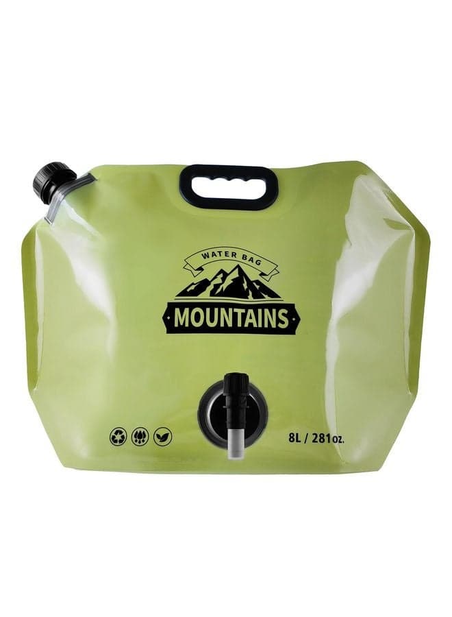 Collapsible 8L Water Storage Bag, BPA-Free Portable Folding Water Jug with Adjustable Faucet, Leakproof Emergency Water Bag for Camping, Hiking, Riding, Outdoor Sport (GREEN, 1)
