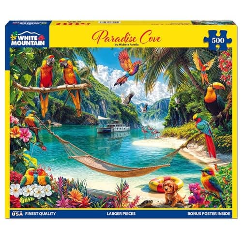 White Mountain Tropical Paradise Cove Puzzle 500 Piece Summer Beach Jigsaw Puzzles for Adults