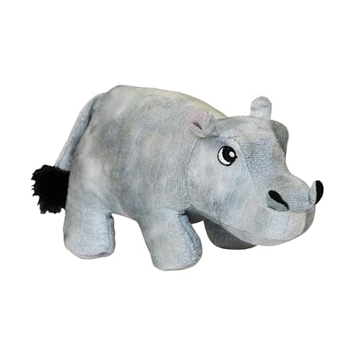 Snugarooz Hank The Hippo Plush Dog Toy with Repair Patch Crinkle Squeakers Soft Playtime Companion for Small Dogs Made from Recycled Materials