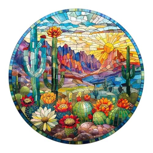 Jigfoxy Wooden Puzzles for Adults Stained Glass Cactus Wood Puzzle for Adults Unique AnimalShaped Wooden Jigsaw Puzzle Christmas Thanksgiving Gifts for Family and Friends S85 85in100pcs