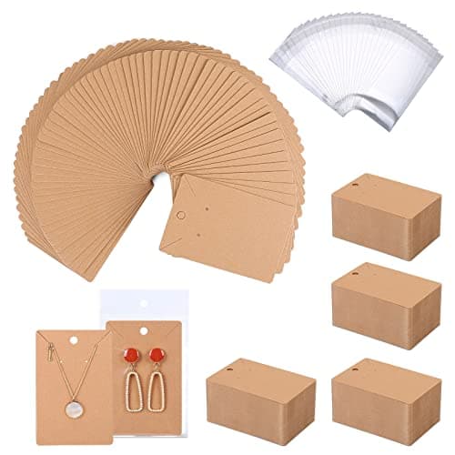 ovsor Works Great Earring Display Cards - Well-made 3.5 x 2.4 Inches Earring Cards with Good Paper Quality, Plus Clear Packaging Bags That Don't Tear Easily, for Earrings Necklace Jewelry Cards