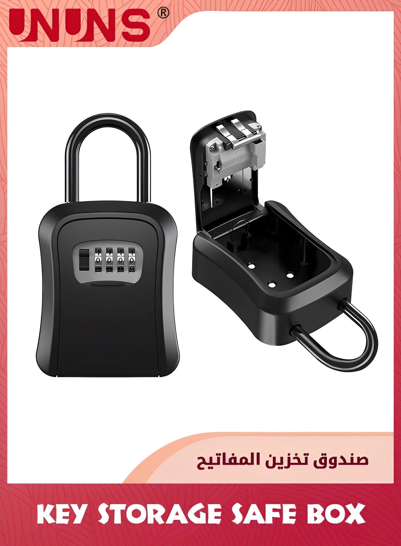 Key Lock Box,Portable Combination Lockbox Wall-Mounted Key Storage Box For House Keys,Resettable Code Safe Security Lock Box For Home,Office,Apartment Spare Key Storage,1 Pack,Pure Black