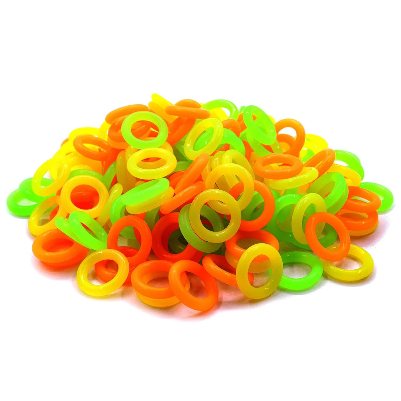 ZXUEZHENG 150 Pack Elasticity Silicone Soft Stitch Ring Markers for Knitting Crochet Etc Small Size for Needle Sizes 08 Orange Yellow Green