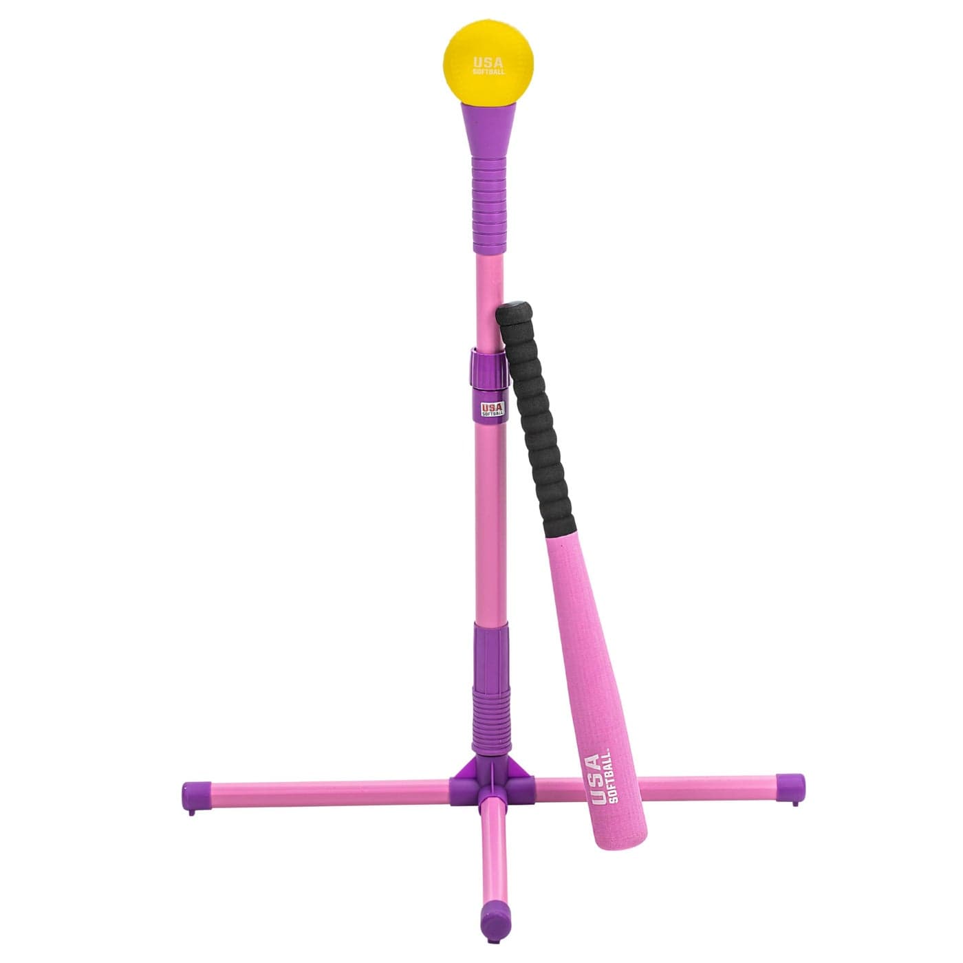 Franklin Sports USA Softball XT Kids Baseball Softball Batting Tee Set Complete Batting Tee Foam Bat Foam Baseball Set Adjustable Portable Youth Teeball Stand 23 33 Inches