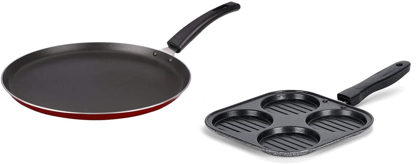CREW4 Dosa Tawa redSize 12 and 4Cavity Snack Maker Combo