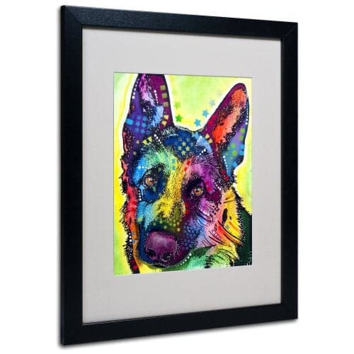 Trademark Fine Art ' German Shepherd ' White Matted Black Frame by Dean Russo 16x20