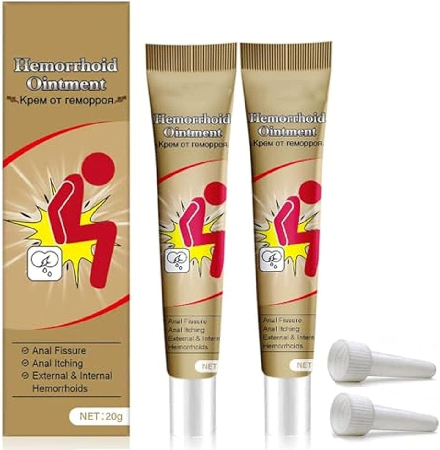 Hemorrhoids Cream Herbal Hemorrhoid Ointment Natural Itching Burning Relief Hemorrhoidal Cream External Discomfort Support for Men Women 20g
