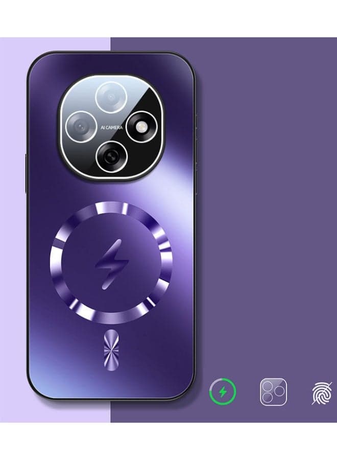 Magnetic Case for OPPO A6 Pro, Satin Back Supports Wireless Charging with Lens Film, Cover with Slim Anti-Fingerprint Military Shockproof