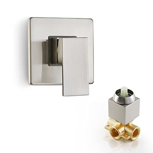 SKOWLL Shower Valve Kit, Single Handle Mixing Valve Shower Control Valve Kit Single Function Rough-In Valves Set, Brushed Nickel Tub Valve and Trim Kit