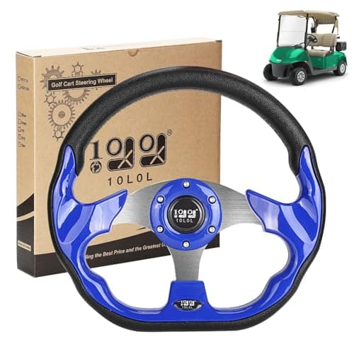 10L0L Golf Cart Steering Wheel, Universal Design Fit for Yamaha, EZGO RXV & TXT, Club Car DS, Club Car Precedent Tempo, Most Golf Cart(Blue)