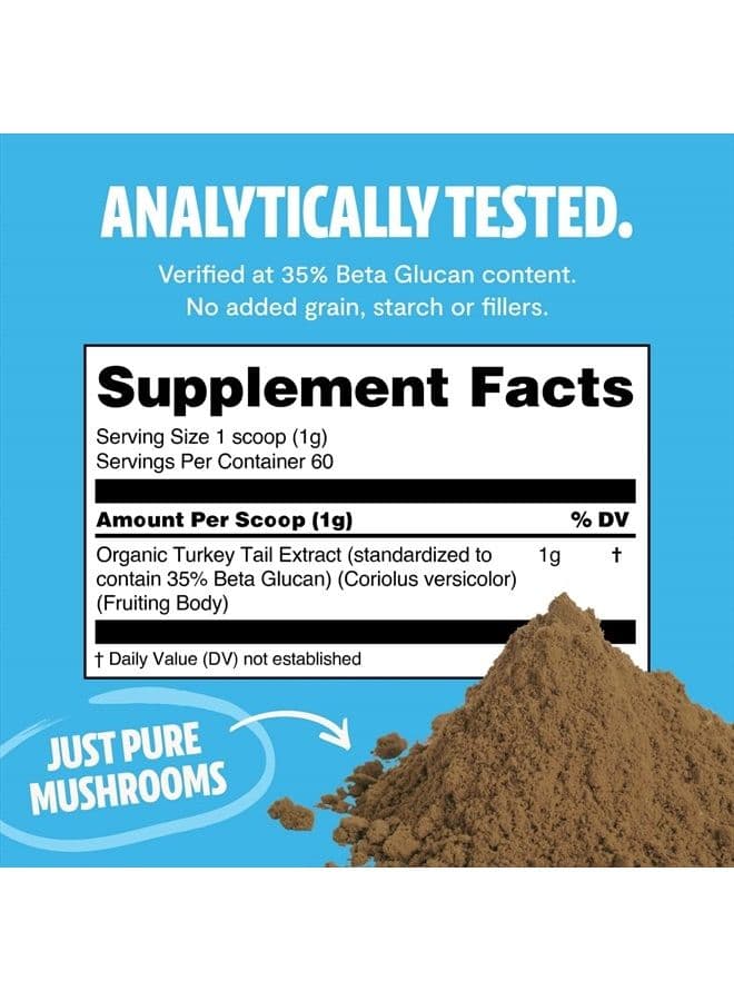 FreshCap Organic Turkey Tail Mushroom Extract Powder - USDA Organic -60 g- Supplement - Immune Protection - Add to Coffee/Tea/Smoothies-Real Fruiting Body No Fillers