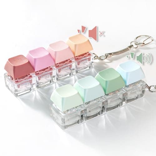 NiXianLinGo Quiet Loud Keyboard Fidget Toys for Adults Stress Relief Silent Keyboard Clicker Fidget for Office Work Libirary Study 2 PCS Cute Clicky Keyboard Keychain for Bags Hung Pink Green