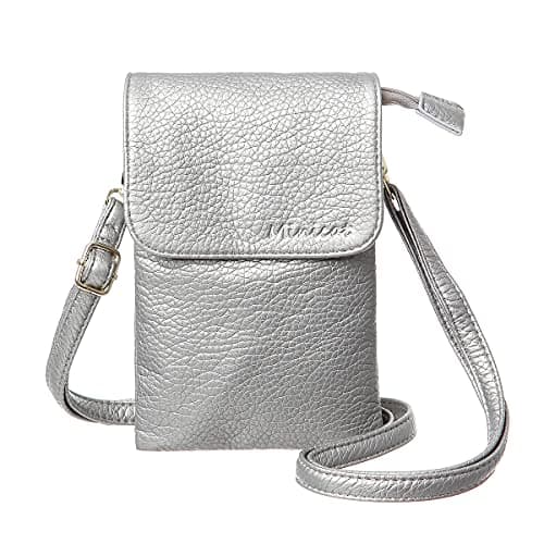 MINICAT Small Crossbody Bags for Women Cell Phone Bag Vegan Leather Cross Body Purse Wallet Purses(Silver)