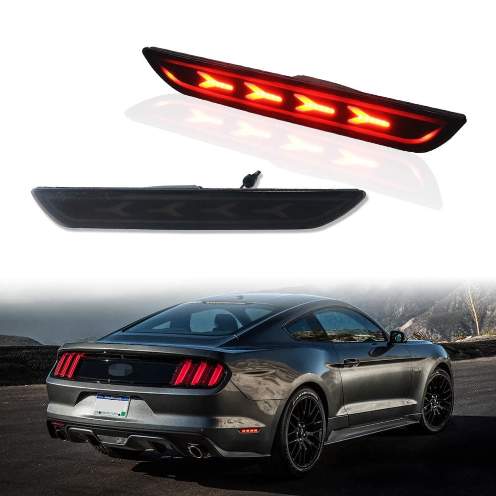 TurningMax Smoke Lens 48SMD Red Rear Side Maker LED Lights For 20152019 Ford Mustang