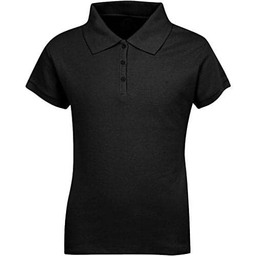 Premium Wear Girls Short Sleeve Polo Shirts - Black Medium
