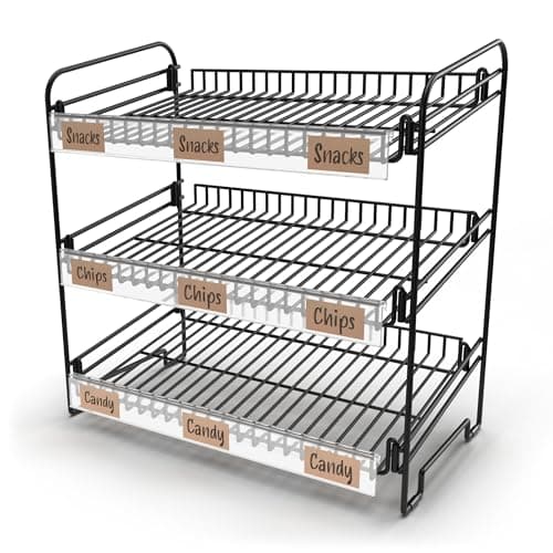 DS THE DISPLAY STORE Black 3 Tier Candy Display Rack Chip Display for Snack Vendors Food Trucks Concession Stands Retail Storefronts