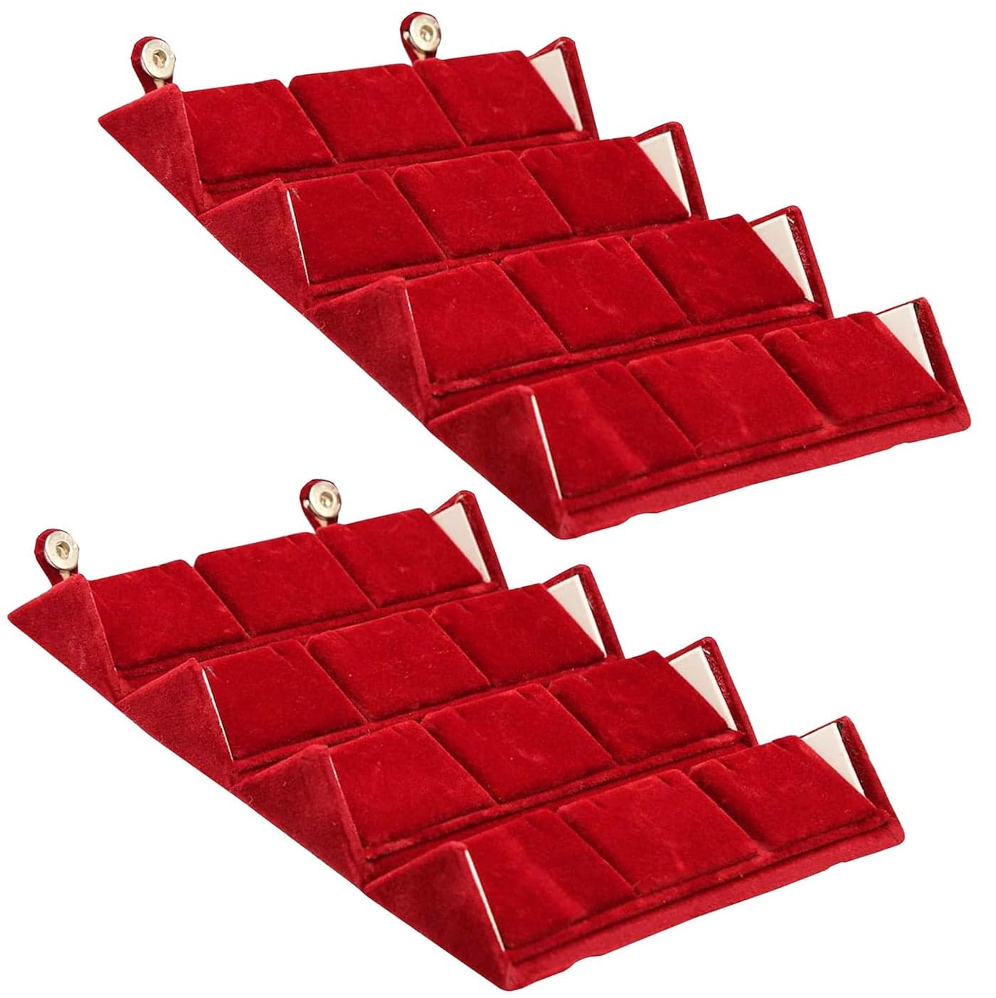 atorakushon Velvet Maroon 12 Pair Earring Jewellery Storage Box Travelling Organizer For Women Pack of 2
