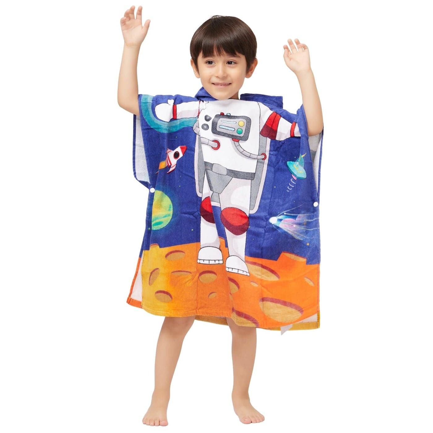 100 Cotton Hooded Towel for Toddlers 26 Years Boys Girls Kids Bath Pool Beach Towel Soft Absorbent Beach Poncho Little Astronaut