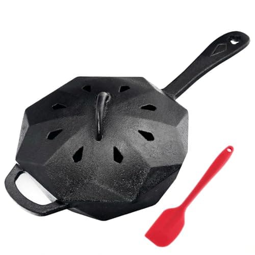 UKENEM Cast Iron Skillet with Lid,Pre-seasone Mini Cast Iron Smoker Skillets & Egg Pan with Assist Handle, 6.5 Inch Octagonal Design Frying Pan for Searing, Baking, Grilling, Roasting (Skillet-1)