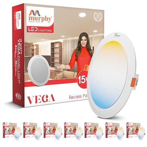 Murphy Polycarbonate 15Watts Vega 3-In-1 Round Led Panel Ceiling Color Changing Light (Cool White/Warm White/Natural White) - Pack Of 8(Others)