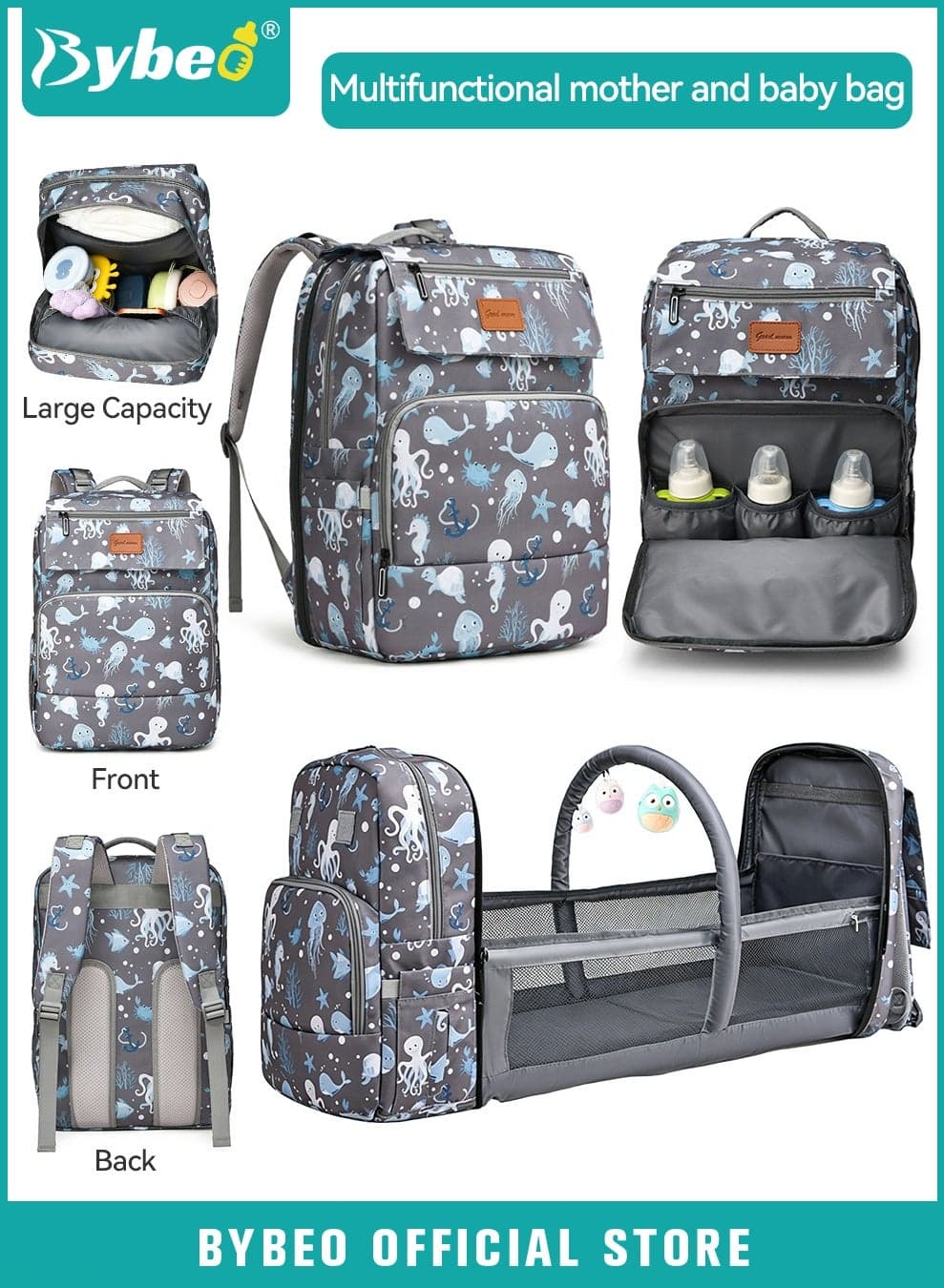 Baby Diaper Bag Backpack With Multifunctional Diapers Changing Station, Mommy Bag, Maternity Baby Changing Bags for Outdoor and Travel, Infant Shower Gifts, Large Capacity, 900d Oxford, USB Port