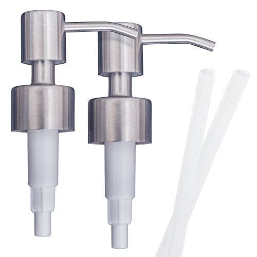 Top Home Store Stainless Steel Soap & Lotion Dispenser Pumps, Brushed Nickel Replacement (2 Pack)