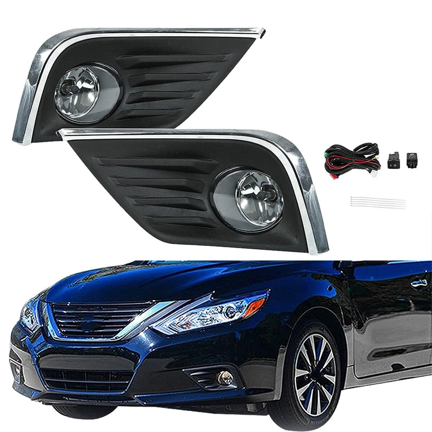 Silscvtt 1 Pair Front Fog Lights Replacement for Altima 20162018 Left and Right Side with Bezel Switch 261508990A 622579HS0B