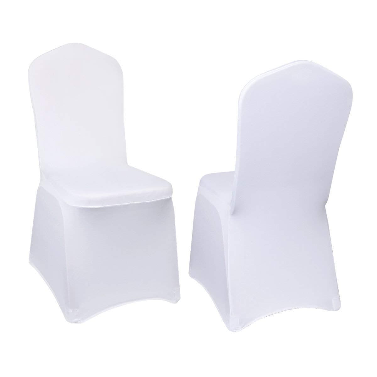 Yahpetes Chair Cover White Polyester Spandex Banquet Chair Covers Slipcover Flat Front Stretch Spandex Chair Covers for Wedding Banquet Dining Party Decorations 1 Pcs White