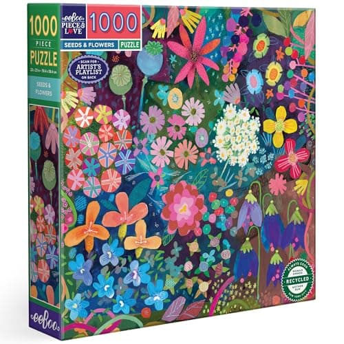 eeBoo 1000 Piece Puzzle Seeds Flowers Jigsaw Puzzle for Adults Square 23 x 23 Made with Recycled Board VegetableBased Ink
