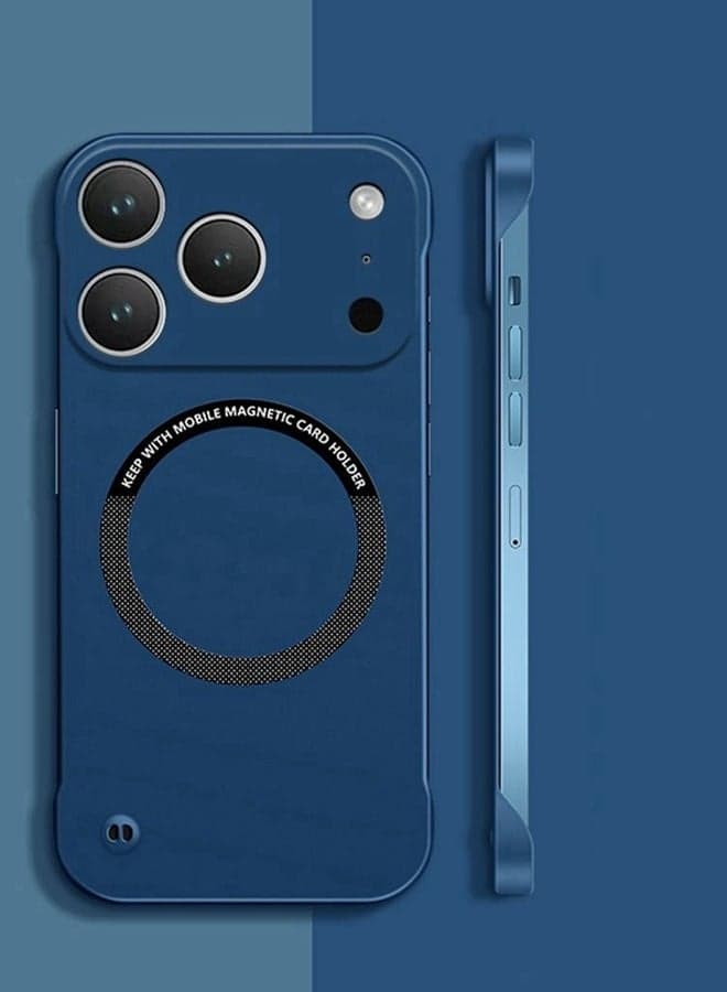 Magnetic Case for iPhone 17 Pro , Raised Camera Lens Protector,without Edges,Ultra Slim,Support Wireless Charging,Solid Color Premium Shockproof Protective iPhone 17 Pro Cover,Blue
