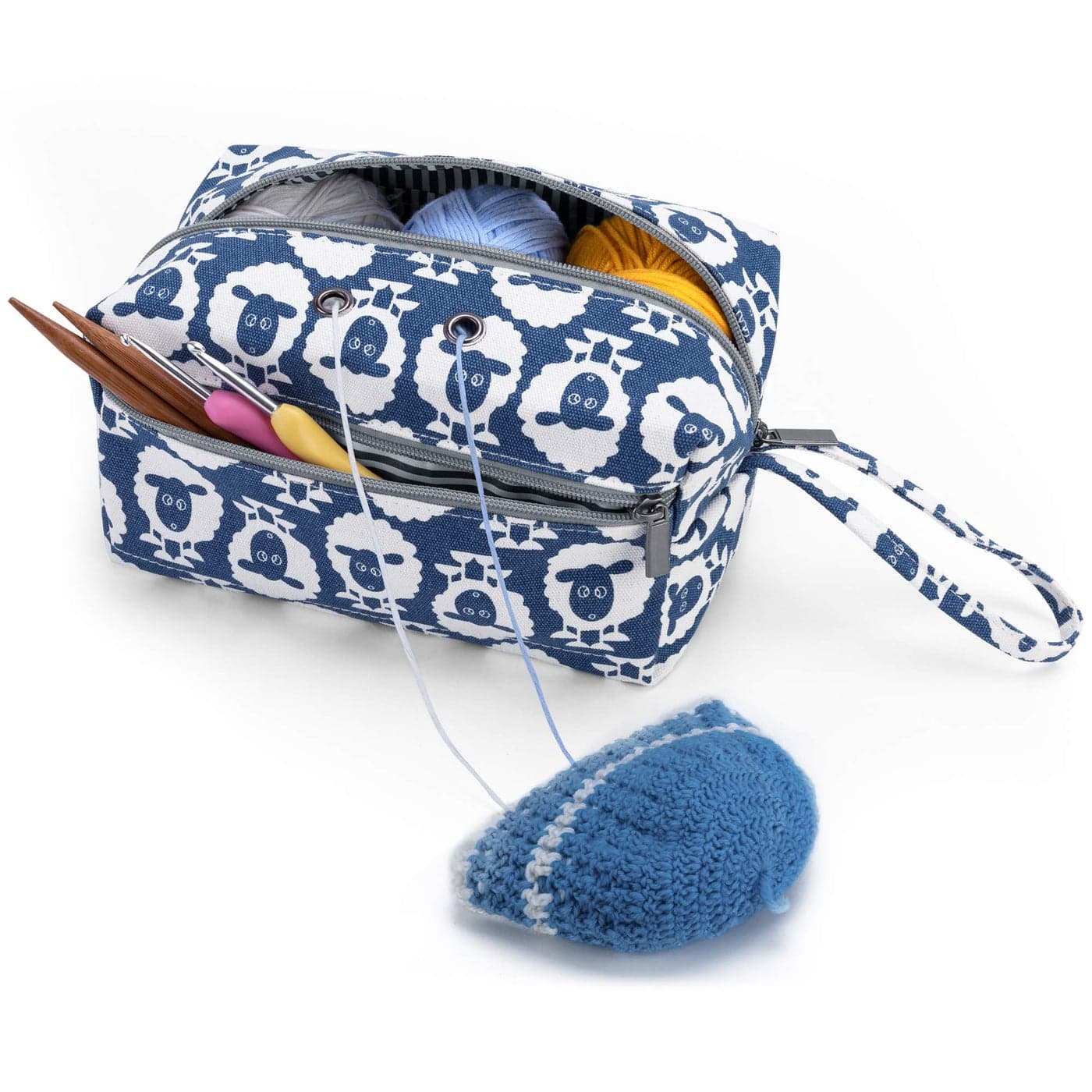 Luxja Small Yarn Storage Bag, Portable Knitting Bag for Yarn Skeins, Crochet Hooks, Knitting Needles (up to 8 Inches) and Other Small Accessories (Small, Sheep)