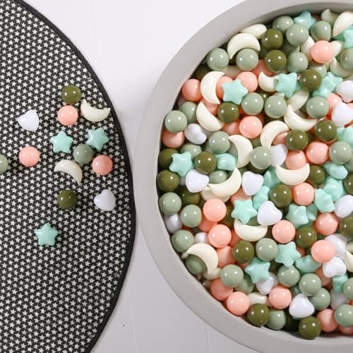 GOGOSO Star Heart Moon Ball Pit Balls Shaped Play Balls for Ball Pit 100 200 500 1000 Crush Proof Bpa Free Kids Toddler Baby Pastel PelotasRefreshing Green OrangePink 100