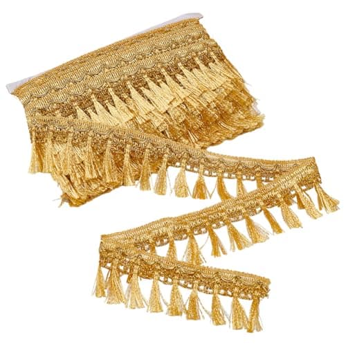 PH PandaHall 218 Yards Golden Fringe Trim 2 inch Filigree Lace Ribbon