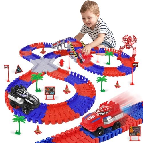 Spider Toys for Boys 46 212 PCS Race Car Track for Kids Ages 48 Monster Truck 2 Year Old Birthday Gift Toddler Cars Toy for 3 Year Old Boy Girl