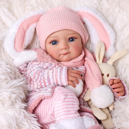 BABESIDE Lifelike Reborn Baby Dolls Ziva 17 Inch Soft Body Realistic Baby Doll Girl with Value 5Piece Bunny Outfit Cute Real Life Baby Doll with Accessories Gifts for Kids Age 3 Collection