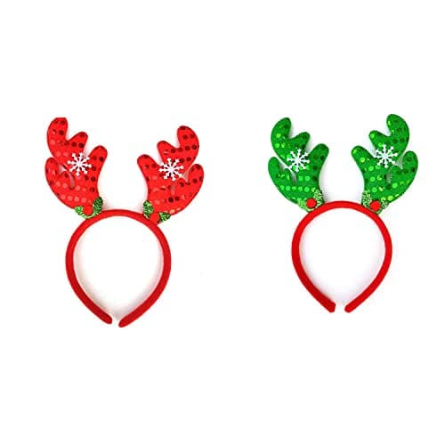 Infispace® Christmas Reindeer Antlers Headband with Bells & Xmas Fancy Dress Accessories for Kids (Mix (Pack of 2))