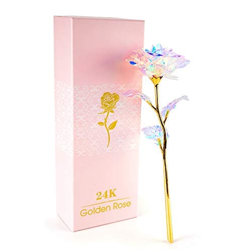 Befinr Christmas Flowers Gifts for Women, Mom Birthday Gifts for Christmas, Galaxy Glass Rose Forever Preserved Flowers Eternal Crystal Roses Xmas Gifts for Grandma Wife Sister Her Friends, Colorful