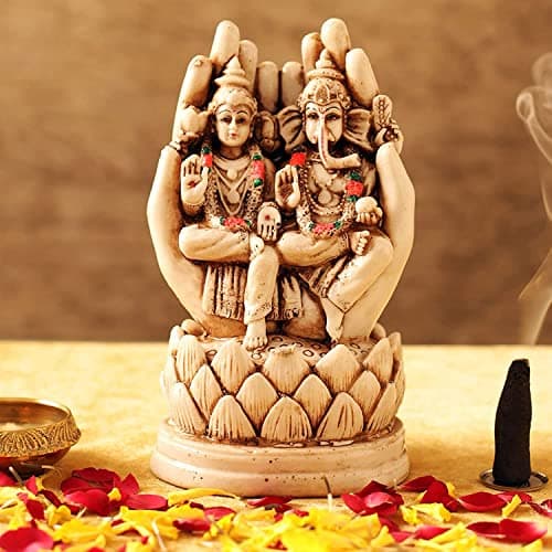 TIED RIBBONS Decorative Lakshmi Laxmi Ganesh Murti Idol Statue Showpiece (Multi, 15 cm x 9 cm) - Decoration Items for Home Decor Mandir Temple Pooja Room Living Room Table Office Gifts