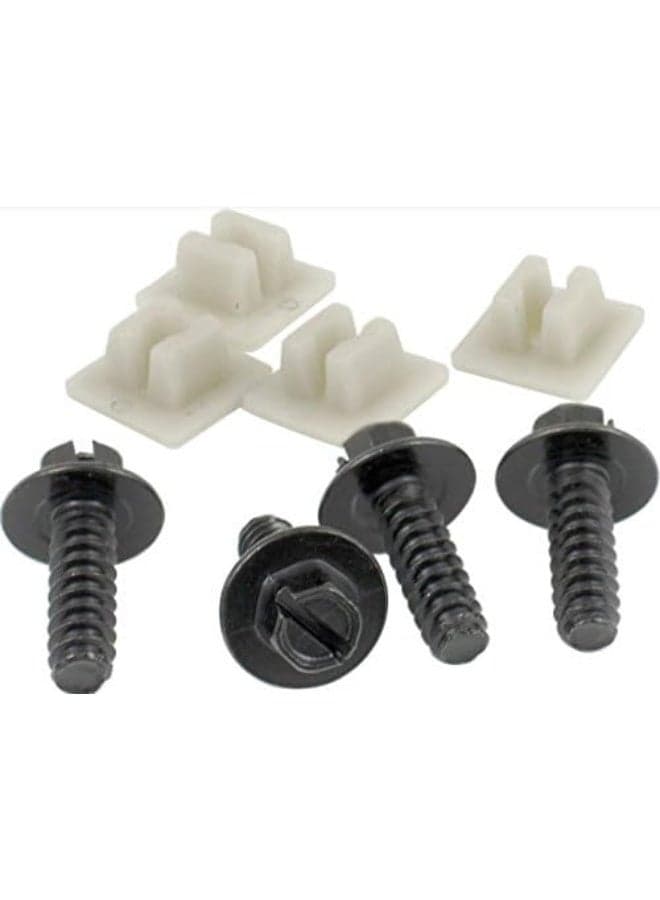 1/4 x 3/4 Slotted Pan License Plate Fastener, 8 Piece (4-Screws, 4-Inserts Metal OE Style)