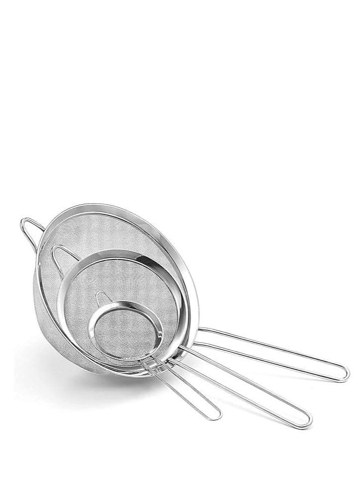 Mesh Strainers, 3 Count (Pack of 1) Set,Silver